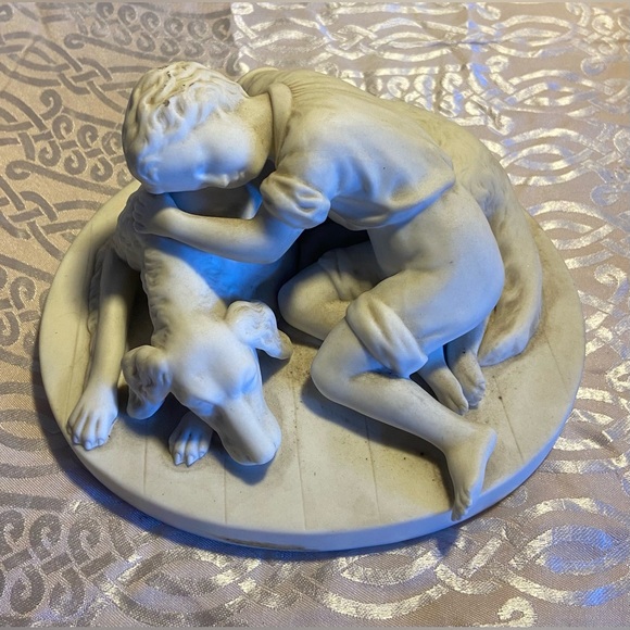 Unique Vintage Other - Adèle Rudenschöld Gustavsberg Sweden Porcelain Sculpture Boy & Dog